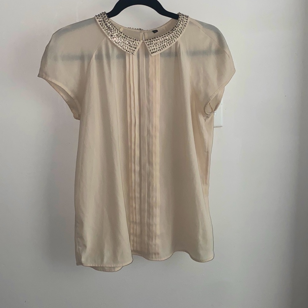 United Colors of Benetton Cap Sleeve Beaded Collar Blouse